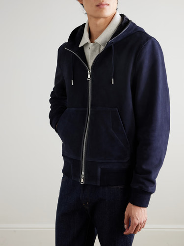 Blouson cuir bleu marine - , homme