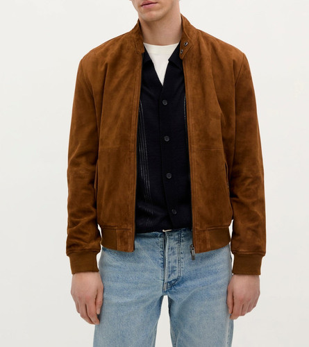Blouson cuir bomber - , marron