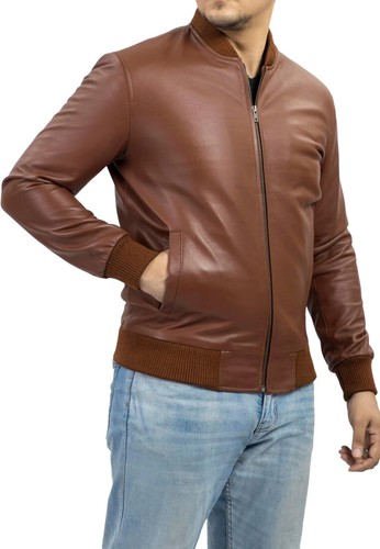 Blouson bomber cuir - blouson, marron