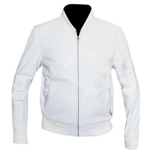 Blouson bomber cuir blanc - bomber,