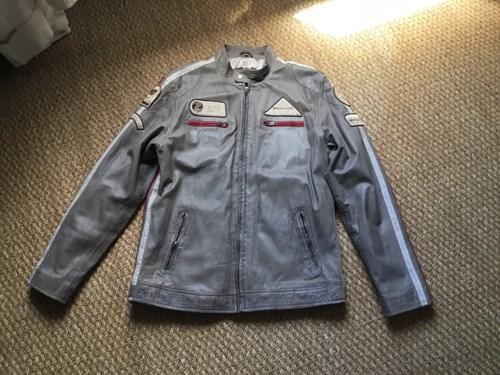 Blouson moto cuir gris - gris, de